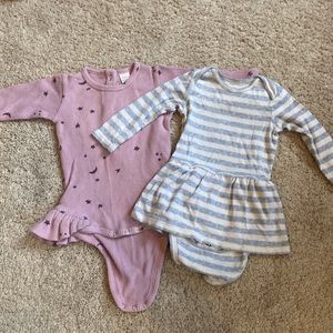 Set of 2 Kate Quinn and JCrew Baby Long Sleeve Skirted Onesies (6-12 months)